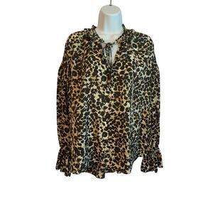 Sanctuary Leopard Print Size Large Women's Long Sleeve Blouse